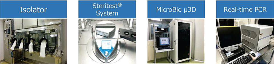 Photographs of typical instruments using Microbiological evaluation of regenerative medicine