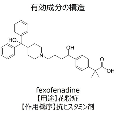 有効成分であるFexofenadineの構造式